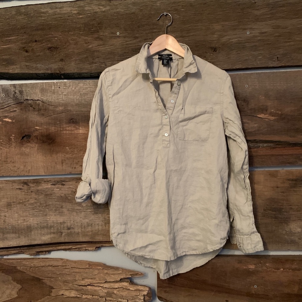 Linen cream 3/4 button up